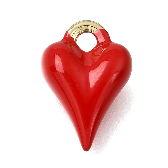 Dijes de latón esmaltado en forma de corazón, sin plomo y cadmio, chapado en rack, larga duración plateado, real 18 k chapado en oro