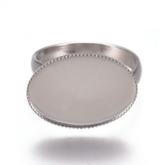 304 Stainless Steel Finger Rings Components, Pad Ring Base Findings, Oval
