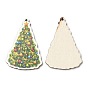 Single Face Christmas Printed Wood Big Pendants, Christmas Tree Charms