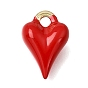 Dijes de latón esmaltado en forma de corazón, sin plomo y cadmio, chapado en rack, larga duración plateado, real 18 k chapado en oro