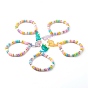 Handmade Polymer Clay Beads Stretch Bracelets for Kid, with Acrylic Pendants, Dinosaur