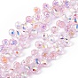 Transparent Electroplate Glass Beads Strands, Faceted, Top Drilled Teardrop, AB Color Plated