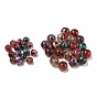 Acrylic European Beads, Large Hole Beads, Round with Leopard Print