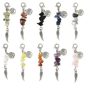 30 шт. 10 подвесные украшения из цветного стекла и натуральных драгоценных камней, Сплав с застежками когтя омара