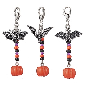 Подвески из стеклянных бусин ручной работы на хэллоуин, Сплав с застежками когтя омара, с эмалевой битой