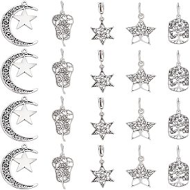 50Pcs 5 Style Tibetan Style Alloy Pendants, Mix-shaped