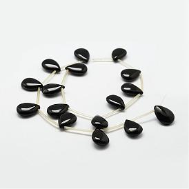 Natural Black Onyx Beads Strands, Top Drilled Beads, Dyed & Heated, Teardrop