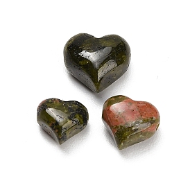 Natural Unakite Beads, Heart