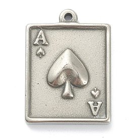 304 Stainless Steel Pendants, The Ace of Spades