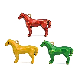 304 colgantes de esmalte de acero inoxidable, encantos del caballo, facetados, real 18 k chapado en oro, revestimiento de iones (ip), larga duración plateado