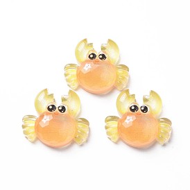 Transparent Epoxy Resin Cabochons, with Glitter Powder, Crab
