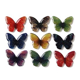 Pendentifs transparents en résine époxy, charmes de papillon, avec de la poudre de paillettes