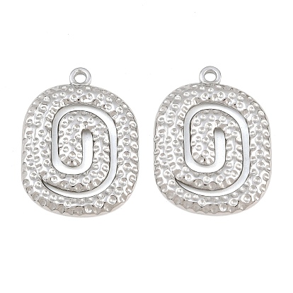 Hammered 304 Stainless Steel Pendants, Spiral Oval Charms