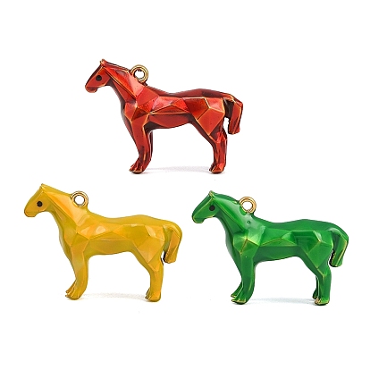 304 colgantes de esmalte de acero inoxidable, encantos del caballo, facetados, real 18 k chapado en oro, revestimiento de iones (ip), larga duración plateado
