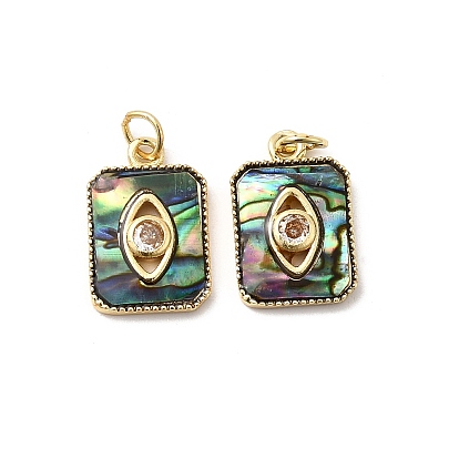 Латунные микро проложить кубического циркония подвески, прямоугольные, с ракушкой пауа и эпоксидной смолой, стойки покрытие, долговечный, без свинца и без кадмия, с целью перехода в кольце