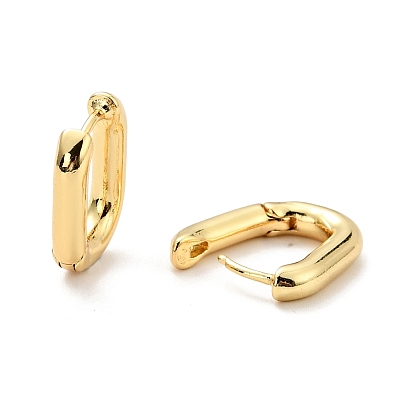 Brass Oval Hoop Earrings for Women, Cadmium Free & Nickel Free & Lead Free