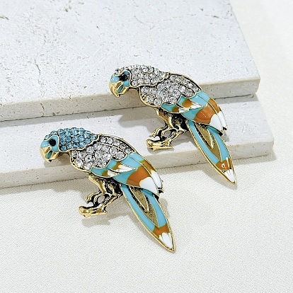 Булавки с птичьей эмалью, сплав со стразами брошь для рюкзака одежды