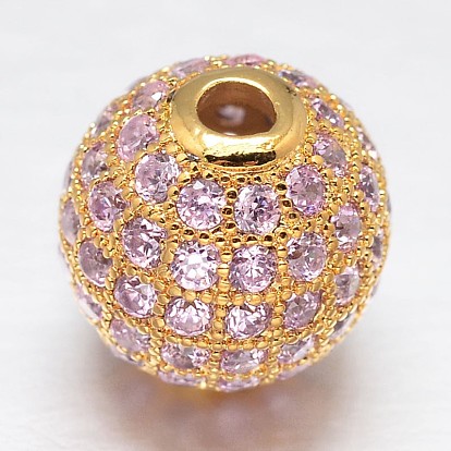 CZ Brass Micro Pave Cubic Zirconia Round Beads