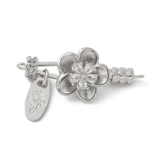 Латунные микро проложить кубического циркония раз за застежками, без кадмия, без никеля и без свинца, цветок