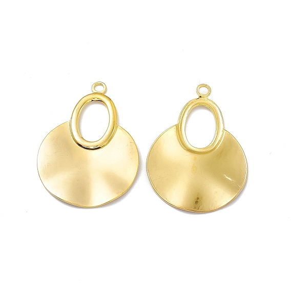 Placage ionique (ip) 304 gros pendentifs en acier inoxydable, plat rond avec breloque ovale