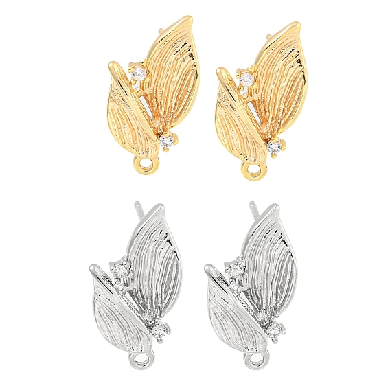 Латунные серьги-гвоздики из циркония, овальные