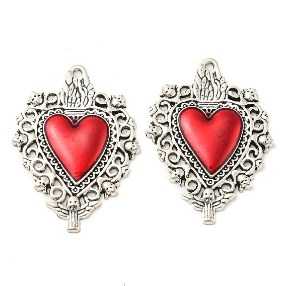 Подвески из эмали и сплава, без кадмия и без свинца, шарма сердца