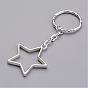 Alloy Pendants Keychain, with Iron Key Clasp Findings, Star