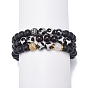3Pcs 3 Style Natural Wood & Mixed Gemstone Stretch Bracelets Set, Clear  Cubic Zirconia Beaded Stackable Bracelets for Women