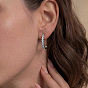 Boucles d'oreilles puces en argent sterling serties de moissanites pour femmes, boucles d'oreilles demi-créoles