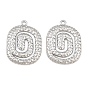 Hammered 304 Stainless Steel Pendants, Spiral Oval Charms
