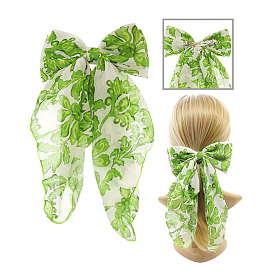 300Pcs Bowknot with Leaf Chiffon Hair Barrettes for Girls Women