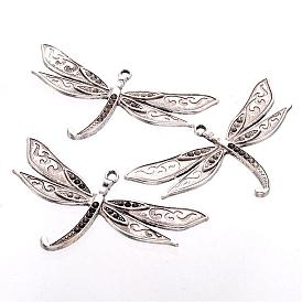 Alloy Pendant Rhinestone Cabochon Settings, Cadmium Free & Lead Free, Dragonfly, 80x43x3mm, Hole: 3mm