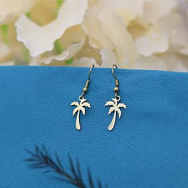 201 из нержавеющей стали болтаться серьги, кокосовая пальма