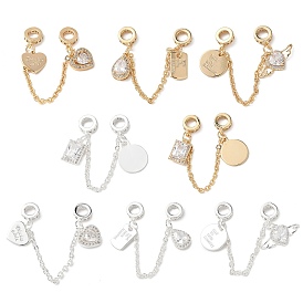 Латунный микропаве прозрачный кубический цирконий кабельная цепочка европейские бусины