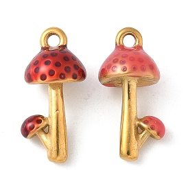 304 нержавеющей стальной эмали подвески, золотые, грибное очарование