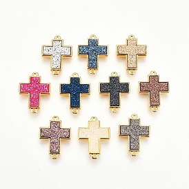 Медные звенья / разъемы, с друзой смолой, крестик, золотые