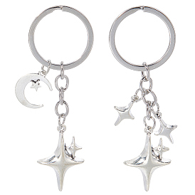 2шт 2 стили сплава брелоки, звезда