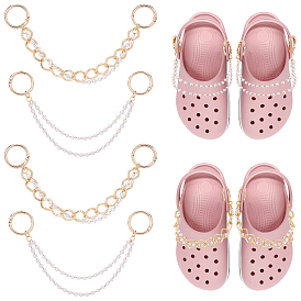 2набор из двухрядных цепочек с подвесками для обуви из АБС-пластика с жемчужными бусинами, с литыми пружинными кольцами, для украшения обуви своими руками