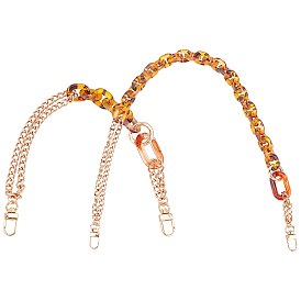 2Pcs 2 Colors Alloy Curb Chain Bag Strap, with Acrylic & Resin Link, Alloy Swivel Clasps, for Bag Accessories
