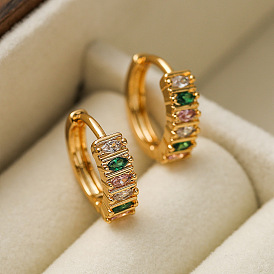 Fashionable and Delicate Copper Plated Gold Zircon Earrings for Women