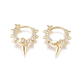 Латунные серьги-кольца Huggie в стиле панк, с четким кубического циркония