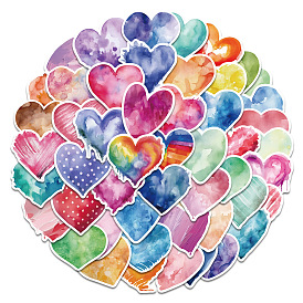 50Pcs Heart PVC Waterproof Self-Adhesive Stickers, Cartoon Stickers, for Party Decorative Presents