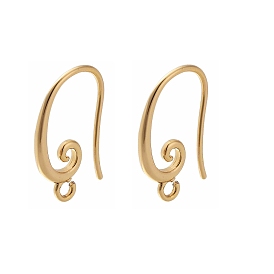 Brass Earring Hooks, with Loop, Vortex