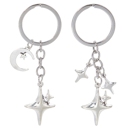 2шт 2 стили сплава брелоки, звезда