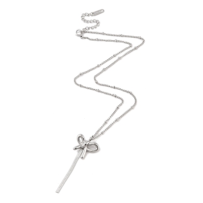 304 Stainless Steel Pendant Necklaces, Bowknot