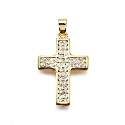 Латунные микро проложить кубического циркония подвески, крестик, долговечный, без свинца и без кадмия, стойки покрытие
