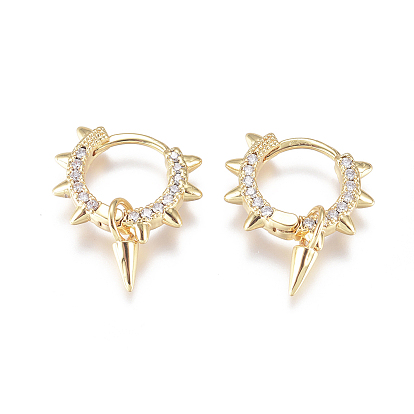 Латунные серьги-кольца Huggie в стиле панк, с четким кубического циркония