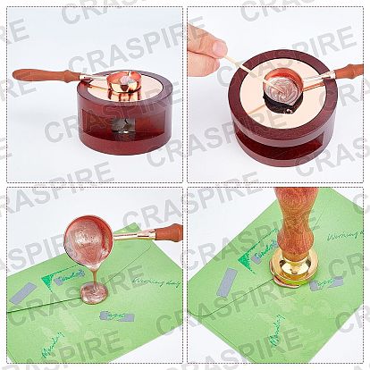 CRASPIRE DIY Stamp Making Kits, Including Sealing Wax Particles, Iron Wax Furnace, Brass Spoon, Plastic Empty Cosmetic Containers, Paraffin Candles