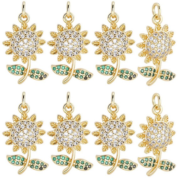 10 кулоны из латуни с микрочастицами и кубическим цирконием., прелести подсолнуха, с целью перехода в кольце, без кадмия и без свинца