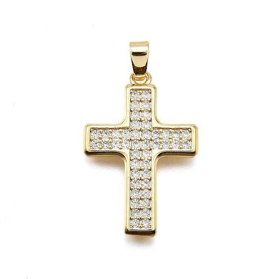 Латунные микро проложить кубического циркония подвески, крестик, долговечный, без свинца и без кадмия, стойки покрытие
